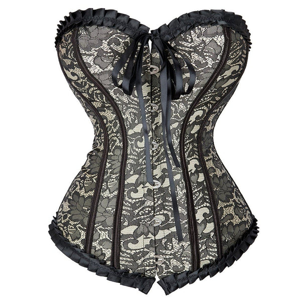 Renaissance Floral Lace up Corset, Medieval Vintage Victorian Corset