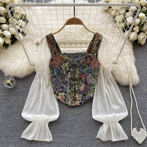 Renaissance Floral Prom Dress Corset, Fairy Milkmaid Y2k Corset Top –  Corset Lifestyle