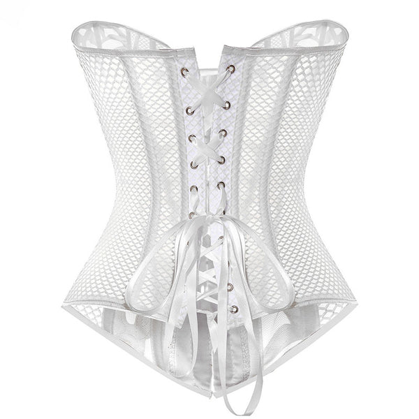 Renaissance Mesh Corset Top, Steampunk Goth Overbust Corset