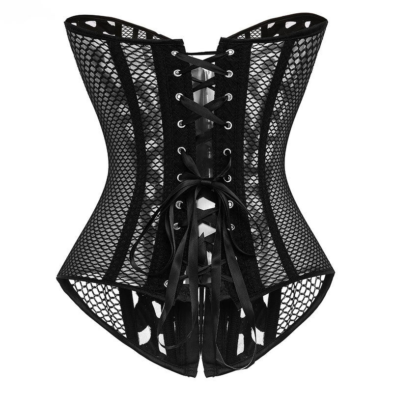 Renaissance Mesh Corset Top, Steampunk Goth Overbust Corset