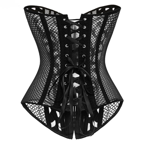 Renaissance Mesh Corset Top, Steampunk Goth Overbust Corset