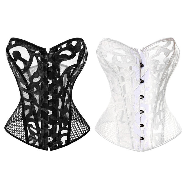 Renaissance Mesh Corset Top, Steampunk Goth Overbust Corset