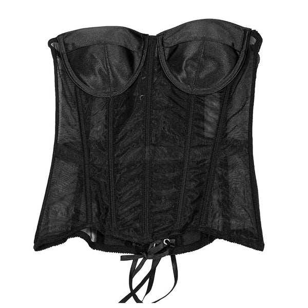 Renaissance Overbust Mesh Corset, Vintage Victorian Lace up Corset, Unique Retro Womens Corset