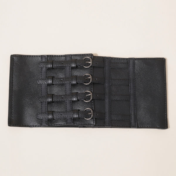 Renaissance Underbust Leather Corset Belt – Retro Wide Waist Corset Belt, Four Buckled Gothic Corset for Women