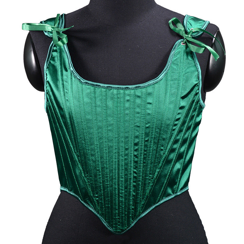 Renaissance Vinatege Overbust Corset, Medieval Elegant Lace up Corset, Ren Faire Cottagecore Shoulder Strap Corset