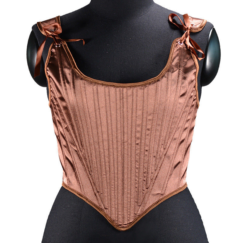 Renaissance Vinatege Overbust Corset, Medieval Elegant Lace up Corset, Ren Faire Cottagecore Shoulder Strap Corset