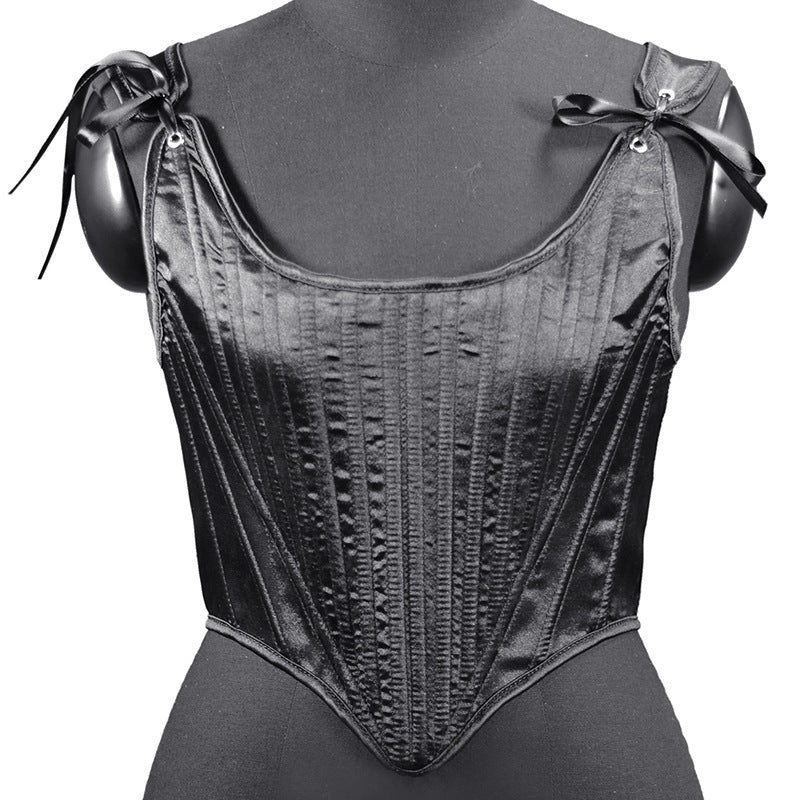 Renaissance Vinatege Overbust Corset, Medieval Elegant Lace up Corset, Ren Faire Cottagecore Shoulder Strap Corset