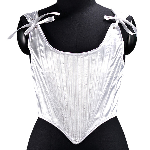 Renaissance Vinatege Overbust Corset, Medieval Elegant Lace up Corset, Ren Faire Cottagecore Shoulder Strap Corset