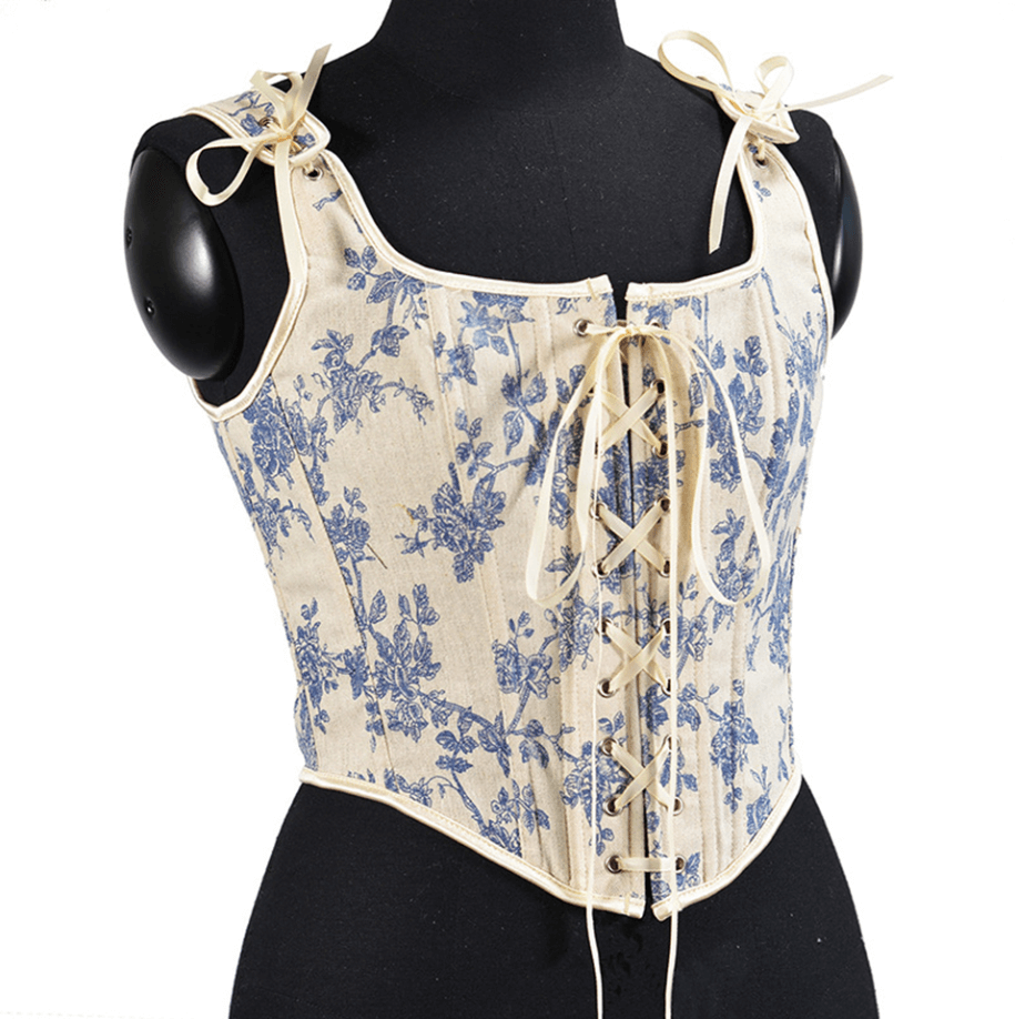Floral Renaissance Milkmaid Corset, Fairy Bustier Corset Top, Vintage Prom Dress Corset
