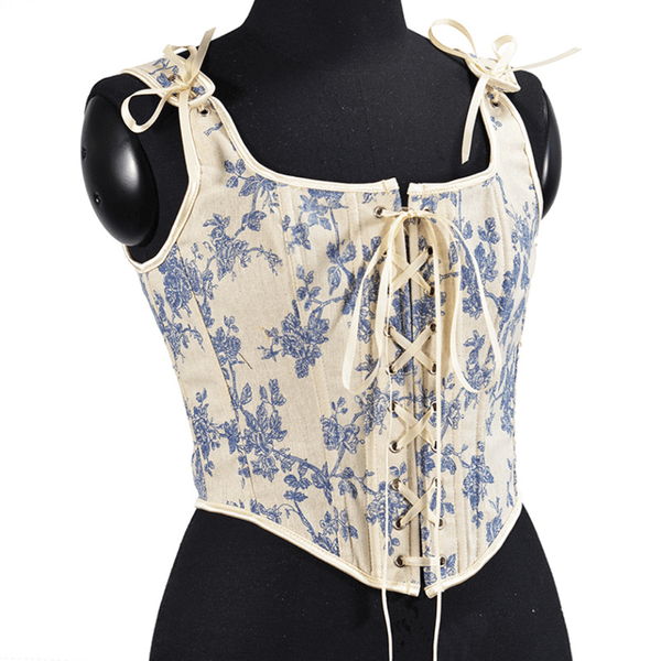 Floral Renaissance Milkmaid Corset, Fairy Bustier Corset Top, Vintage Prom Dress Corset