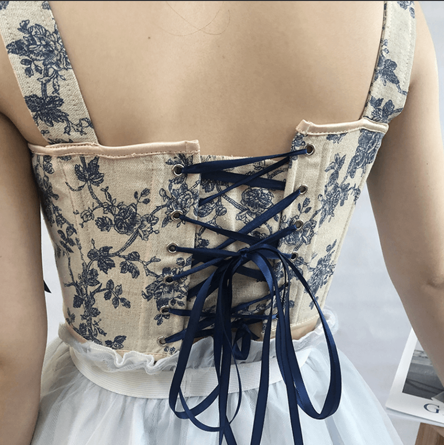 Floral Renaissance Milkmaid Corset, Fairy Bustier Corset Top, Vintage Prom Dress Corset