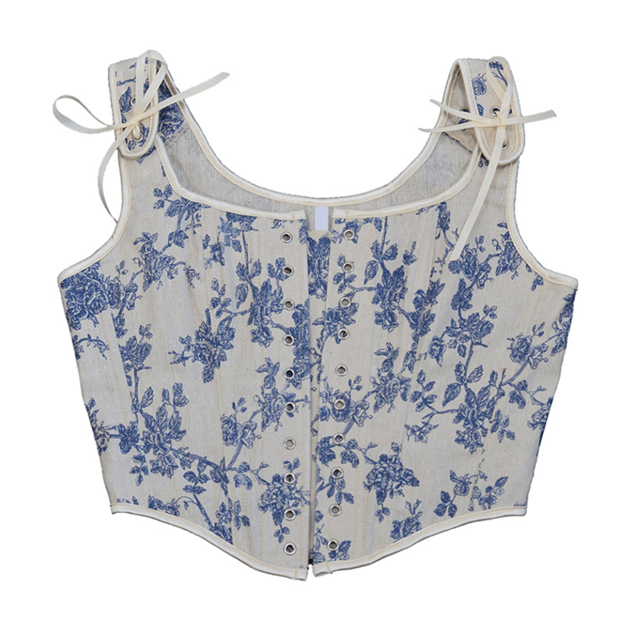 Floral Renaissance Milkmaid Corset, Fairy Bustier Corset Top, Vintage Prom Dress Corset