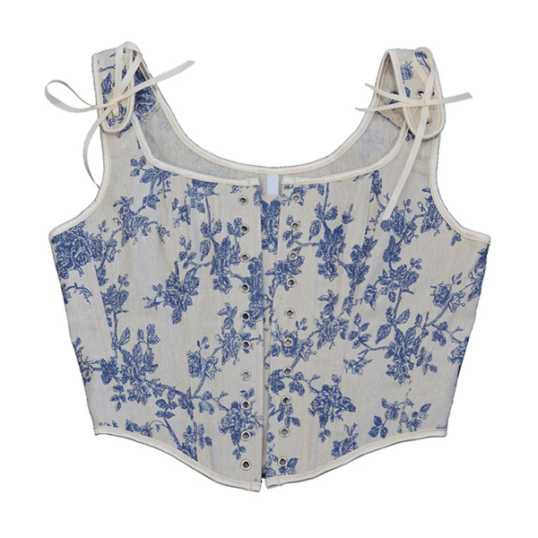 Floral Renaissance Milkmaid Corset, Fairy Bustier Corset Top, Vintage Prom Dress Corset