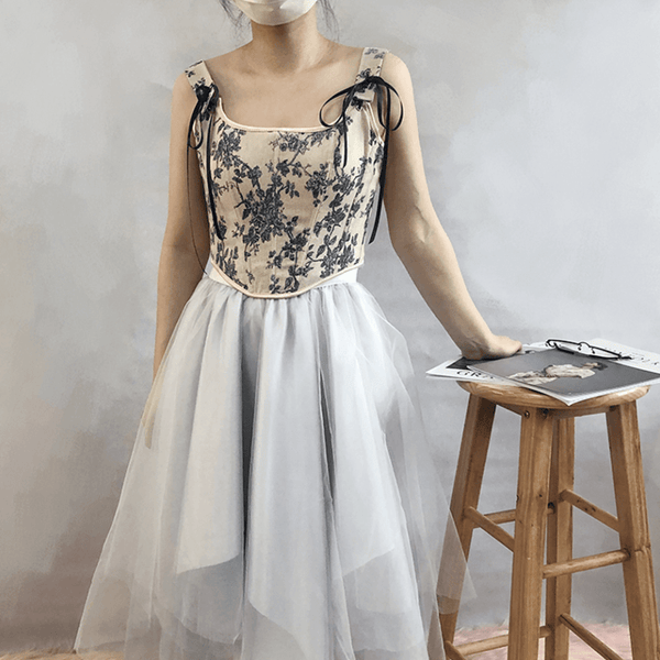 Floral Renaissance Milkmaid Corset, Fairy Bustier Corset Top, Vintage Prom Dress Corset