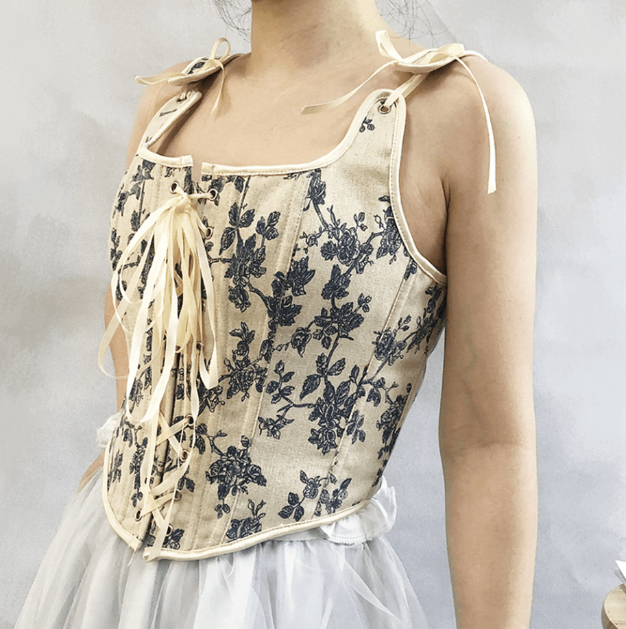 Floral Renaissance Milkmaid Corset, Fairy Bustier Corset Top, Vintage Prom Dress Corset