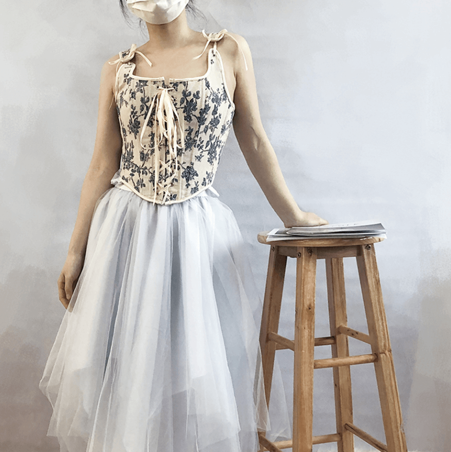 Floral Renaissance Milkmaid Corset, Fairy Bustier Corset Top, Vintage Prom Dress Corset
