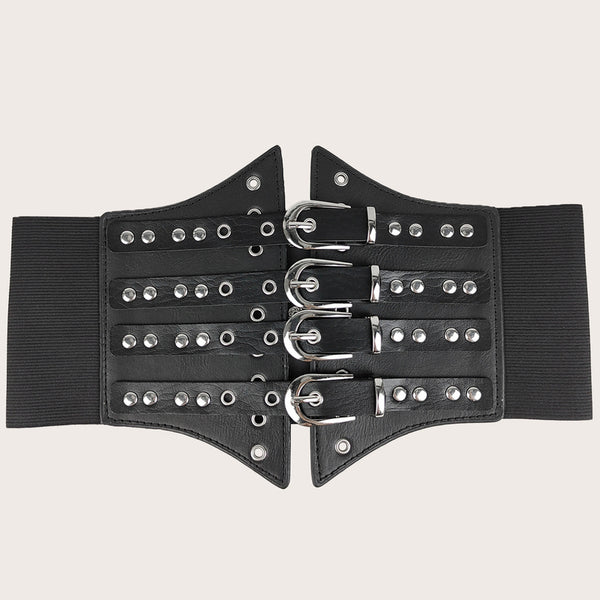 Steampunk Goth Pirate Corset, Underbust Elastic Waist Corset Belt,