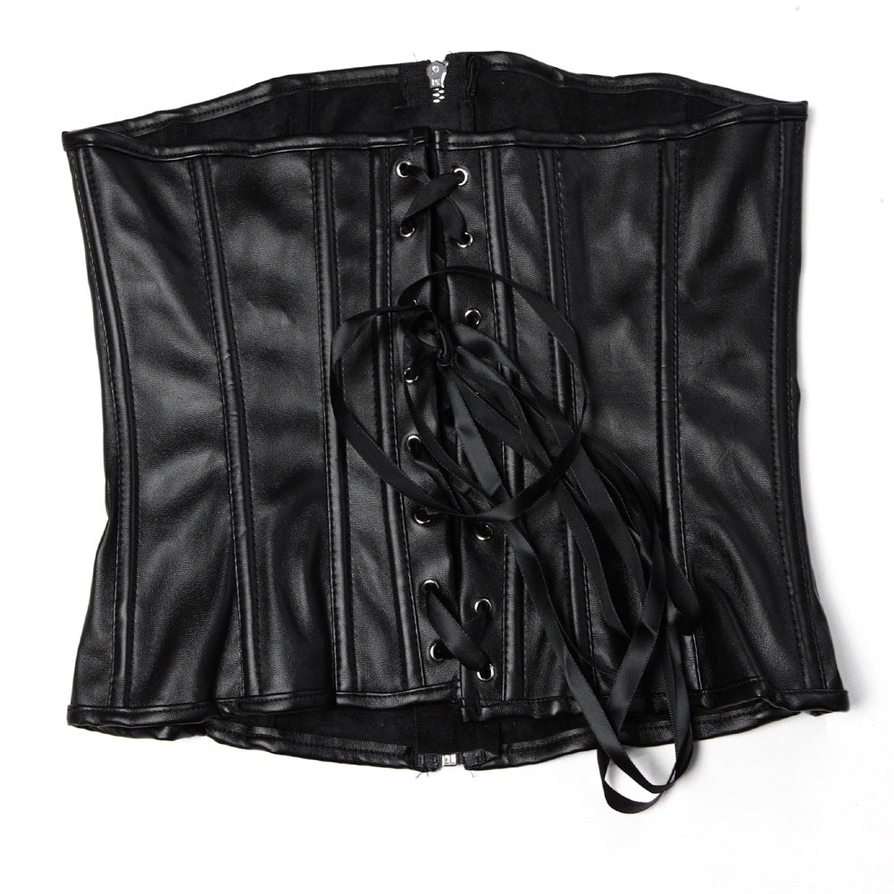 Underbust Black Pirate Corset, Medieval Renaissance Goth Corset,
