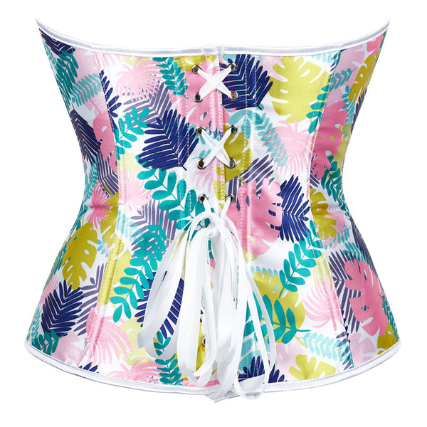 Unique Overbust Party Corset, Fairy Floral Renaissance Corset, Colourfull Printed Plus Size Corset For Womens