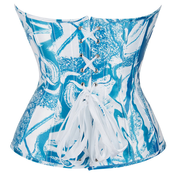 Unique Overbust Party Corset, Vintage Lace up Grafitti Print Corset,