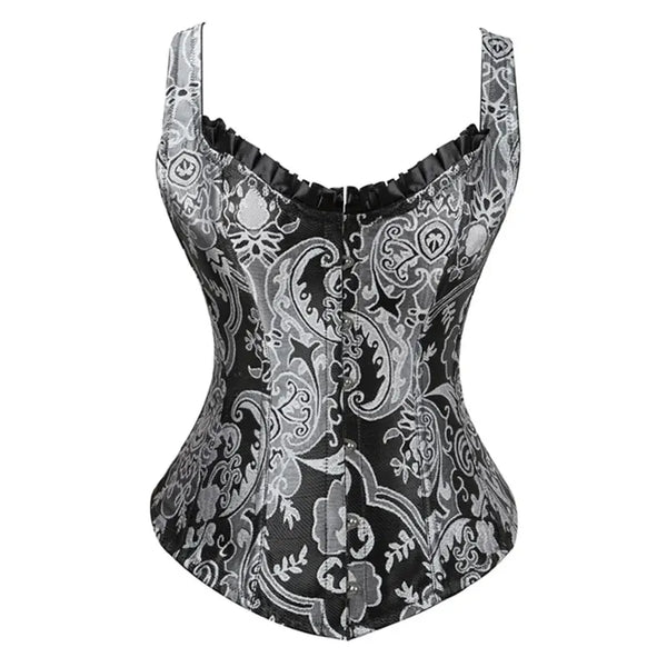 Victorian Renaissance Gothic Corset, Floral Vintage Overbust Corset Top,