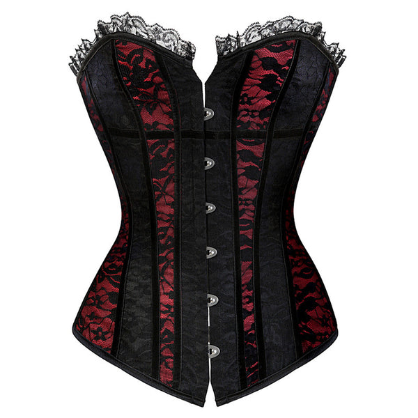 Victorian Vintage Overbust Corset, Floral Renaissnace Gothic Corset,