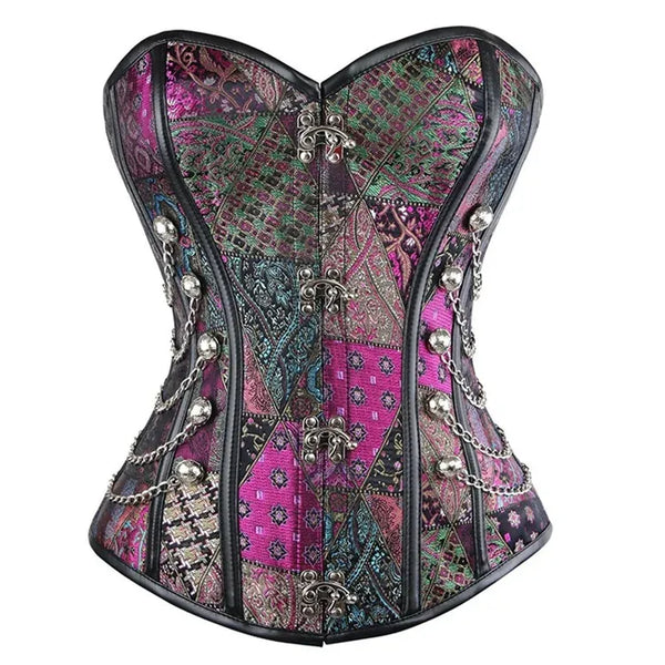 Victorian Vintage Overbust Corset, Steampunk Goth Pirate Corset,