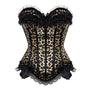 Victorian Ruffle Elegance Corset - Leopard Print Vintage Lace