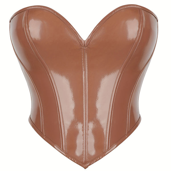 Womens Bustier Corset Crop Top, Unique Overbust Leather Corset,