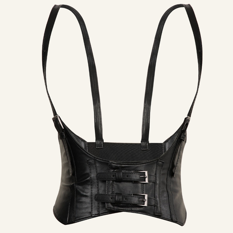 Steampunk Gothic PU Leather Corset, Renaissance Underbust Waist Corset,