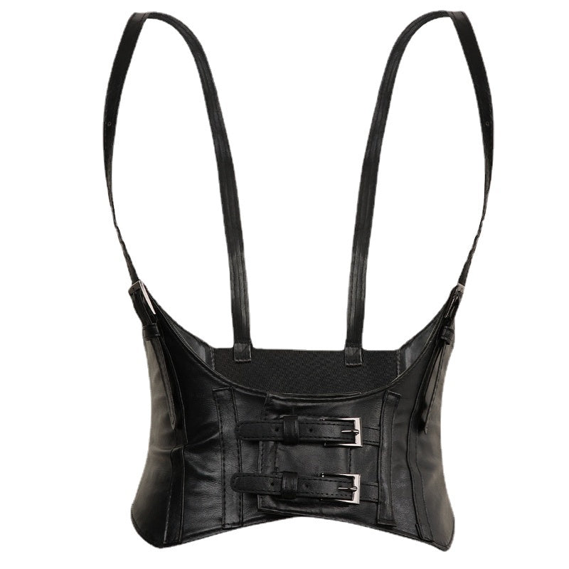 Steampunk Gothic PU Leather Corset, Renaissance Underbust Waist Corset,