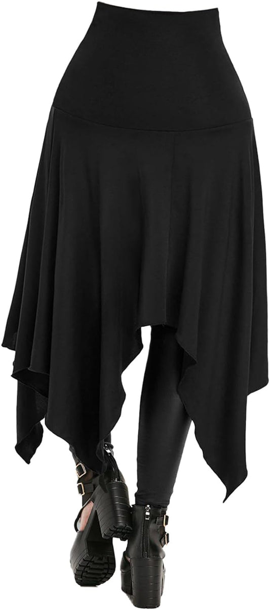 Renaissance Underbust Corset Skirt – Vintage Victorian Asymmetric Corset Skirt, Medieval Goth Steampunk Corset Belt with Skirt