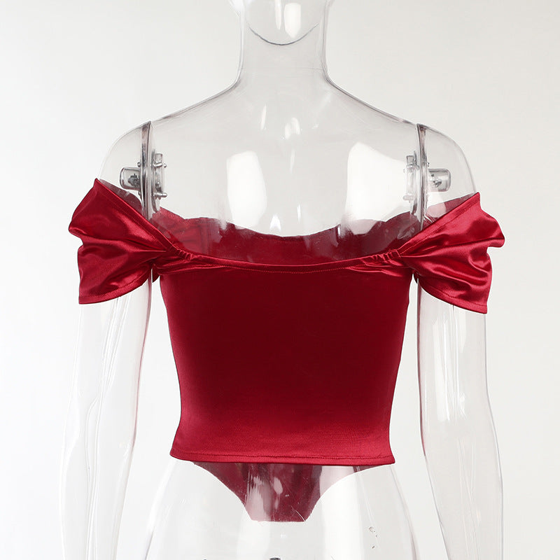 Elegant Vintage Off Shoulder Corset, Backless Crop Top Party Clothing