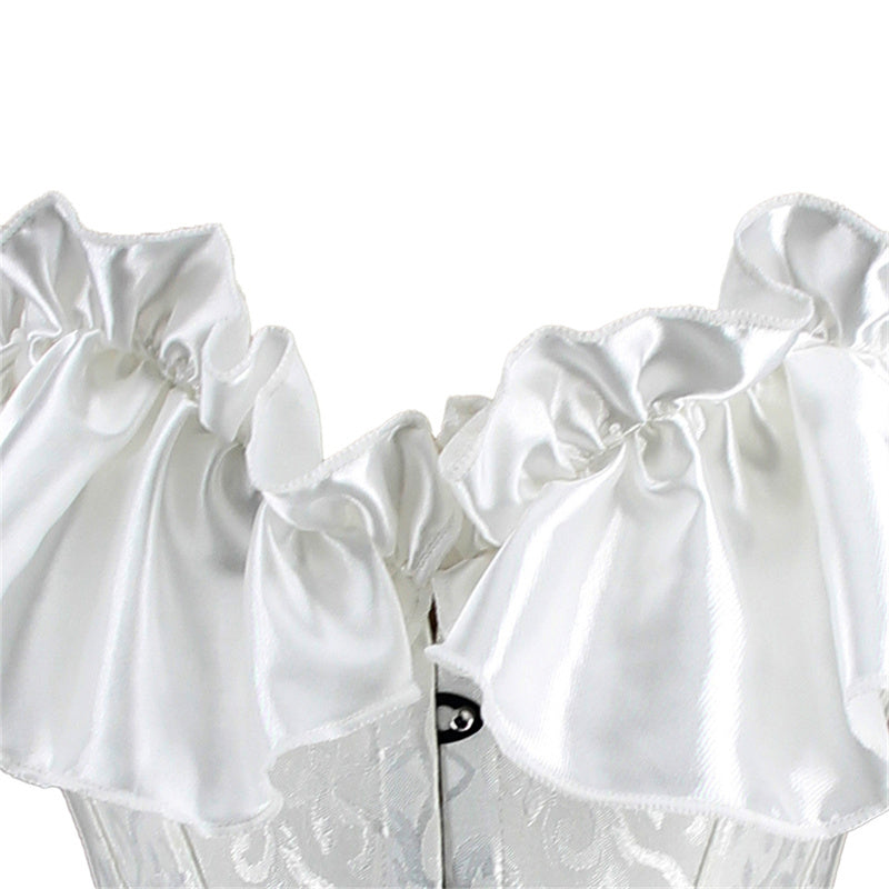 Renaissance Overbust Vintage Corset, Victorian Off Shoulder Ruffles Corset
