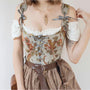 Fairy Floral Overbust Corset Top, Medieval Renaissance Milkamid Corset