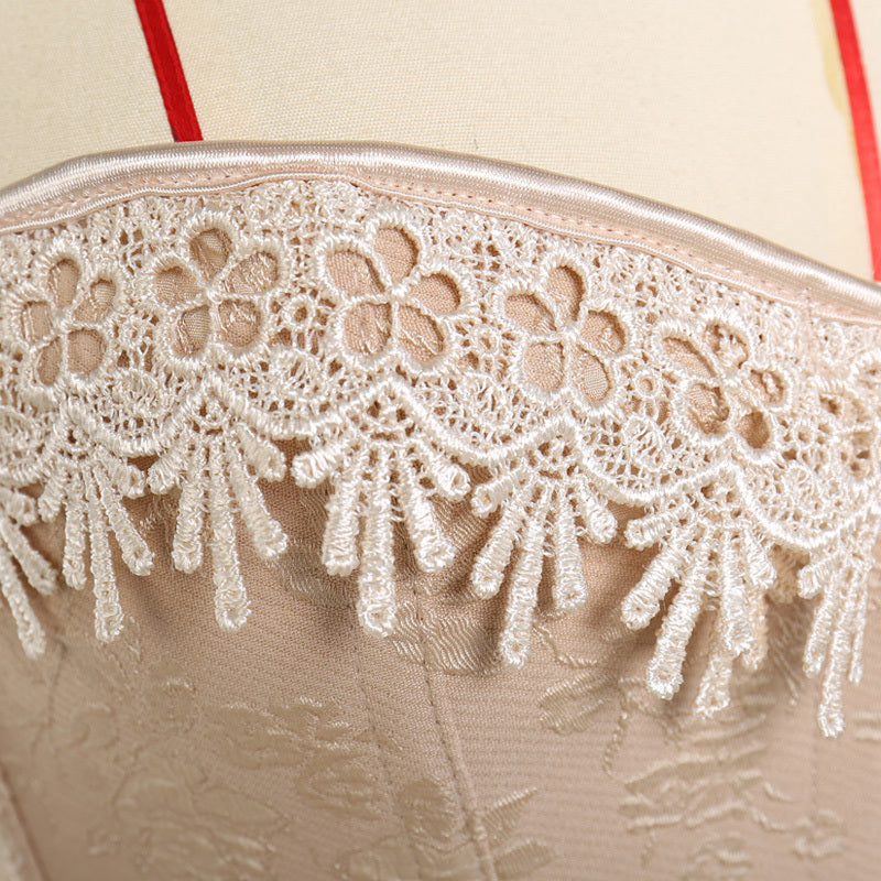 Renaissance Overbust Victorian Corset, Fairy Floral Lace Corset,
