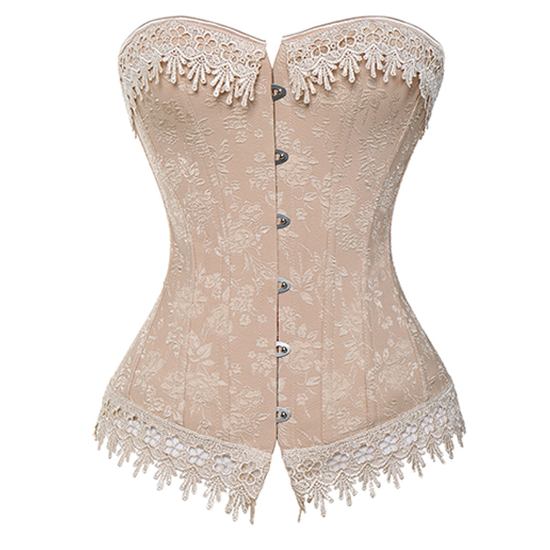 Renaissance Overbust Victorian Corset, Fairy Floral Lace Corset,