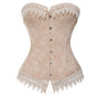 Renaissance Overbust Victorian Corset, Fairy Floral Lace Corset,