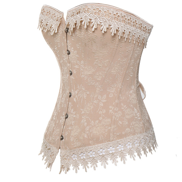 Renaissance Overbust Victorian Corset, Fairy Floral Lace Corset,