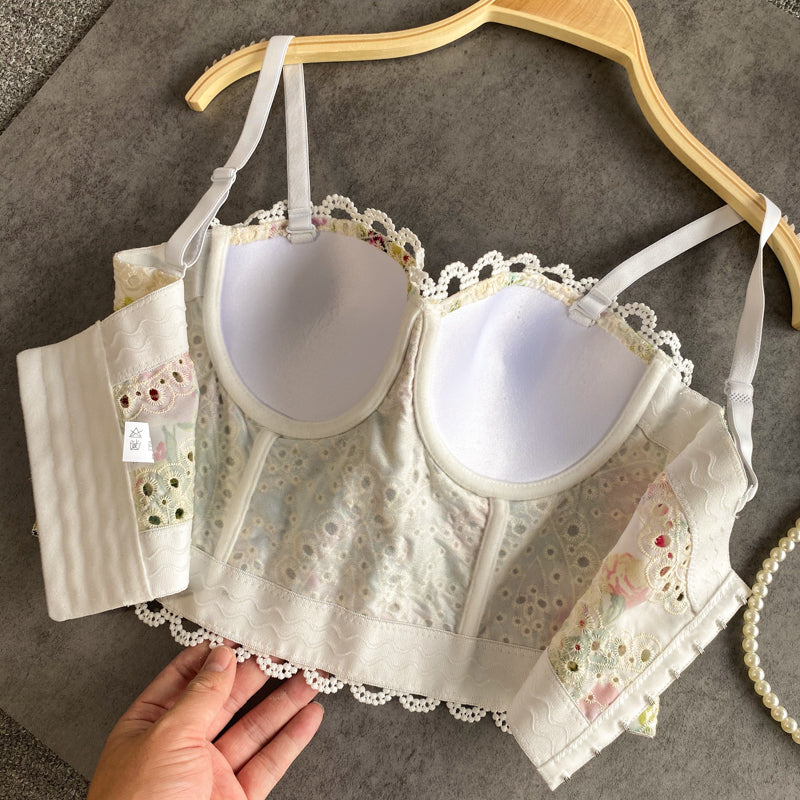 Petal Fairy Overbust Floral Corset Top - Bustier Push up Bra