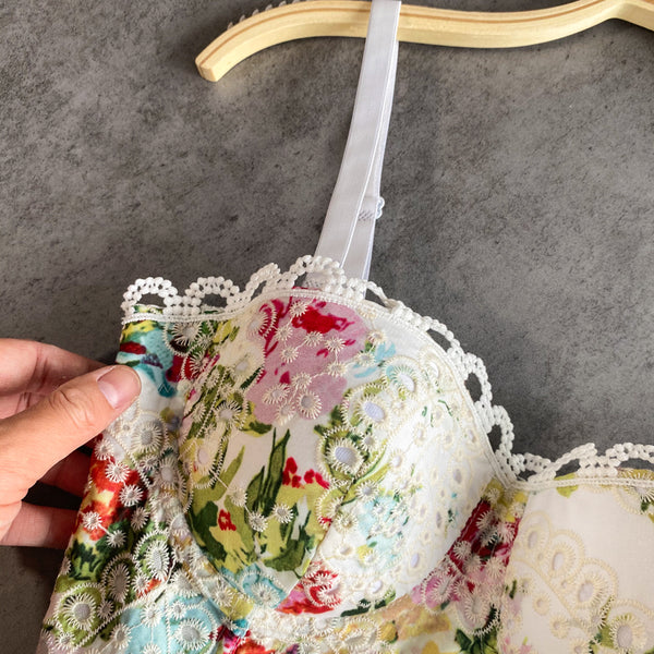 Petal Fairy Overbust Floral Corset Top - Bustier Push up Bra