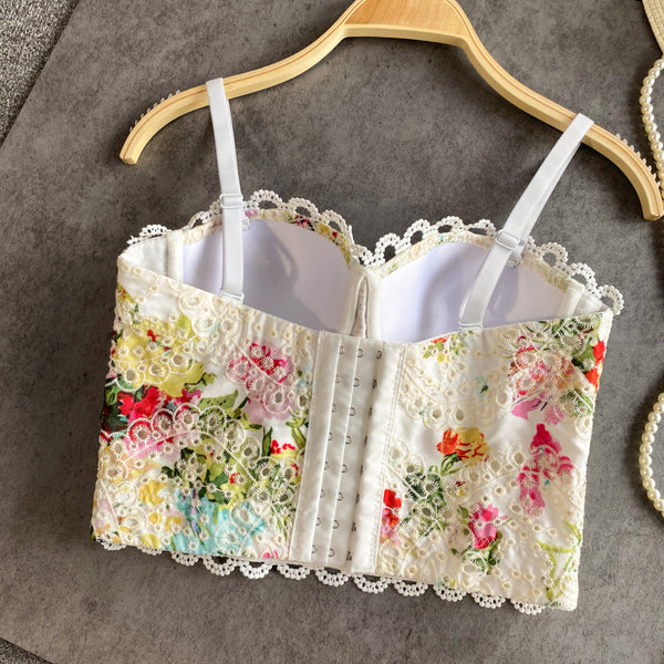 Petal Fairy Overbust Floral Corset Top - Bustier Push up Bra