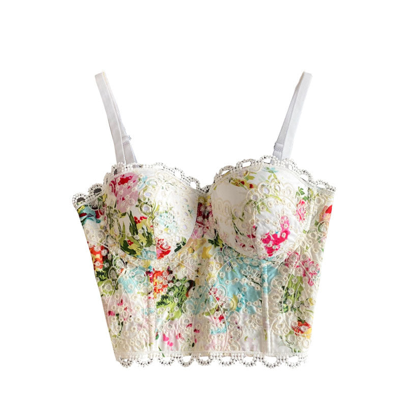 Petal Fairy Overbust Floral Corset Top - Bustier Push up Bra