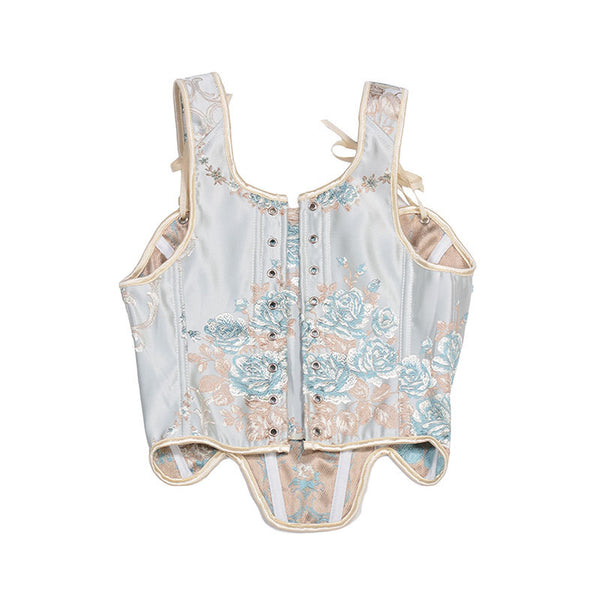 Embroidered Prom Dress Corset Top, Renaissance Milkmaid Bustier Corset