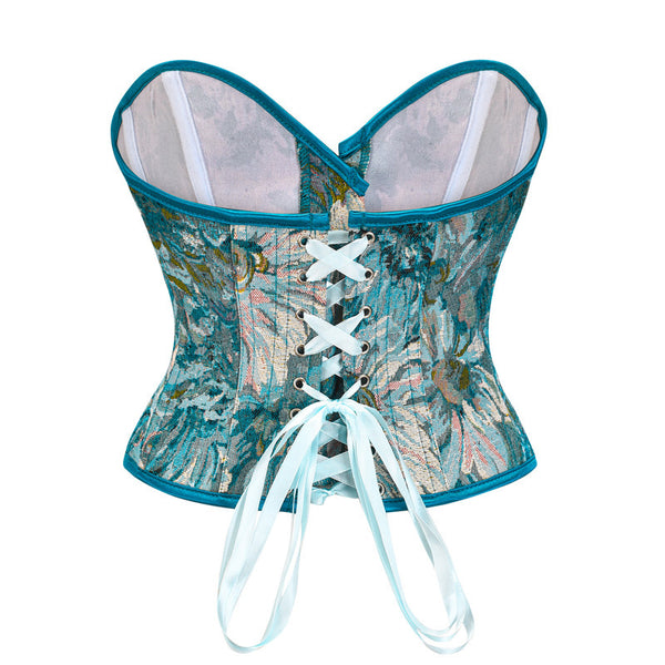 Medieval Renaissance Floral Corset, Ren Faire Milkmaid Overbust Corset,
