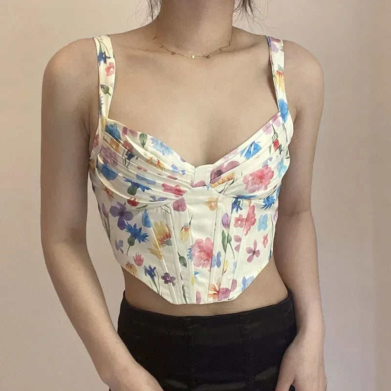 Fairy Floral Renaissance Corset Victorian, Milkmaid Bustier Crop Corset Top