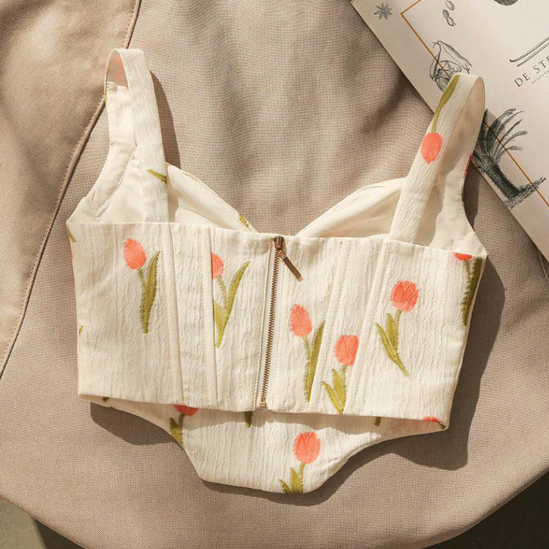 Fairy Floral Renaissance Corset Victorian, Milkmaid Bustier Crop Corset Top