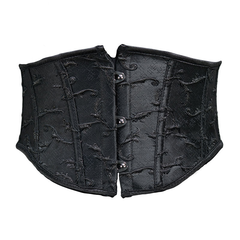 Unique Underbust Lace up Corset, Wide Waist Black Corset Belt, Renaissance Gothic Womens Corset&nbsp;