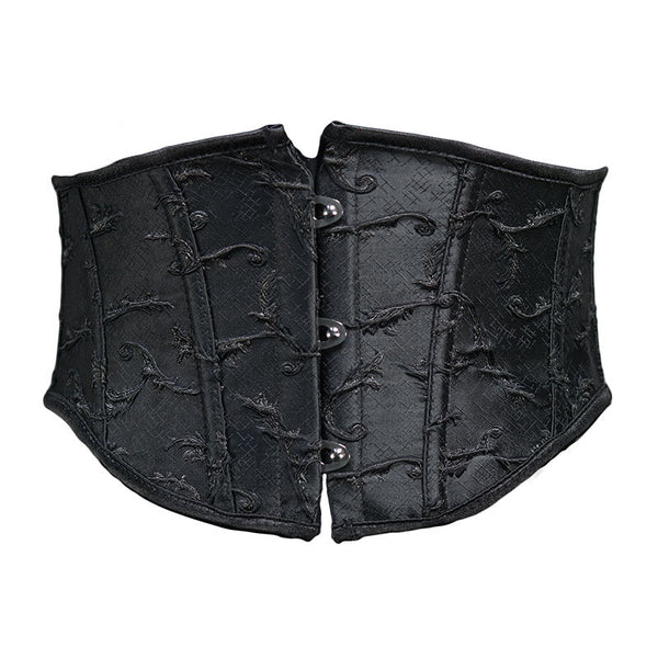 Unique Underbust Lace up Corset, Wide Waist Black Corset Belt, Renaissance Gothic Womens Corset&nbsp;