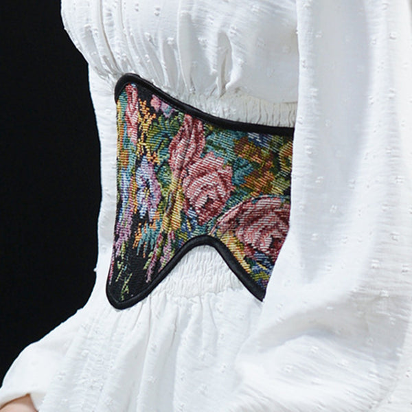 Renaissance Underbust Lace-Up Corset – Fairy Floral Milkmaid Corset Belt, Elegant Unique Corset Belt